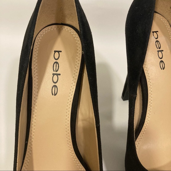Bebe Amia Black Suede Platform Pumps - Picture 3 of 10
